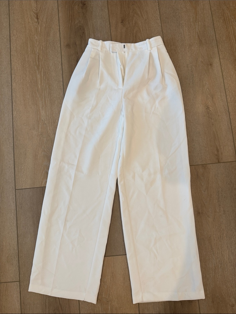 Zara Cream High-Waist Wide-Leg Trousers